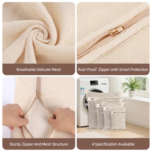 100% Cotton Mesh Laundry Bags (XXL+XL+L+M)