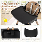 High Chair 5 in 1 Convertible Highchair for Babies & Toddlers (Brown)
