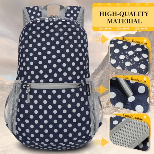 Lightweight Packable Backpack (20L / D-blue White Dot)