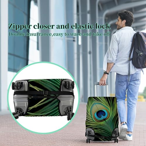 Luggage Cover Suitcase Protector + Luggage Tag (Vibrant Peacock Feather / XL)
