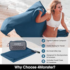 Quick Dry Travel Towel with Case & Carabiner (Marine Blue / 31.50" x 15.80")