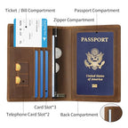 Leather Passport Cover for Men Women (Dark Brown)