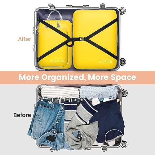 Compression Packing Cubes for Travel (01 Yellow / 4-Piece Set)