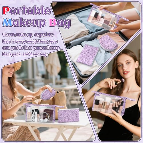3 Pieces Purple Makeup Bags (3pcs SML)