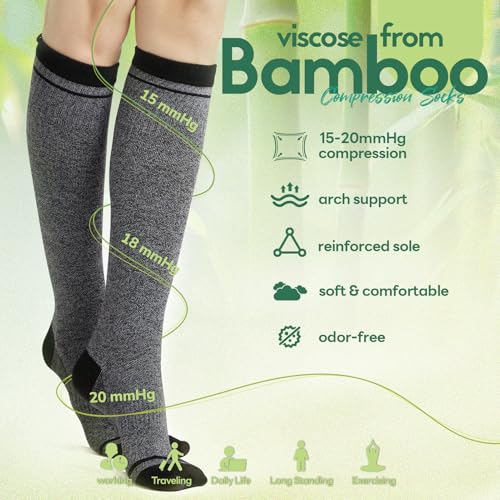 Mens Compression Socks for Men Women (Large-X-Large / I5-3pairs (Light Gray))