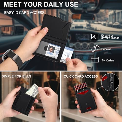 Wallet for Men Wallet with Slim Pop Up Card Holder 9 (Matt-Black)