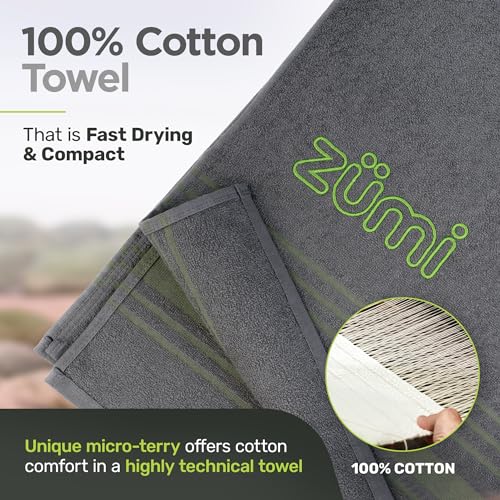 100% Cotton Quick Dry Large Travel Towel (Grey Large)