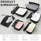 4 Set/6 Set/8 Set Compression Packing Cubes Travel Accessories Expandable Packing Organizers (Square Mesh, 05-Jet Black) (05-Jet Black / Square Mesh)
