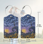 2 Pack Luggage Tags for suitcases Halloween Horror Sunflower TSA Approved Label Luggage Tag Baggage Tag Leather Stainless Steel Loop Label Tag for Men Women Travel Bag Suitcase (Halloween Horror Sunflower)