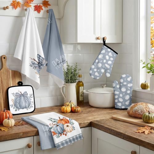 Blue Fall Kitchen Decor Set (Fall Blue Pumpkin)