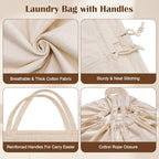 Cotton Canvas Laundry Bag with Handles & Base 16"Wx16"D x27.6"H (Narural 1-Pack | Square Base / 16"Wx16"Depthx27.6"H)