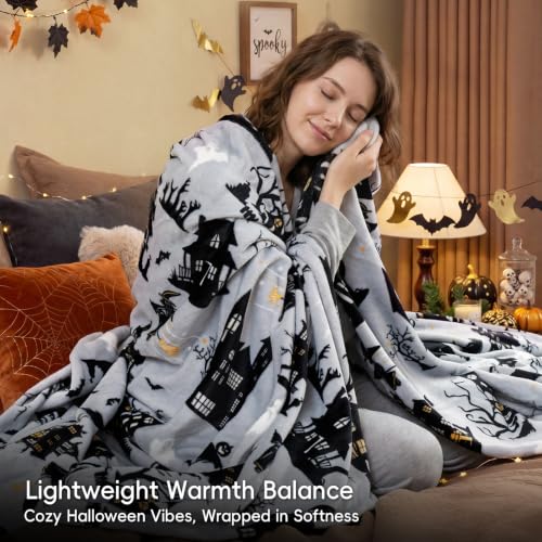 Halloween Fleece Blanket Queen (Halloween Castle / Queen(90" X 90"))