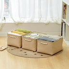 Organization and Storage Bin for Shelves (Beige / 3PCS/Large - 15.7Lx11.8Wx8.3H)