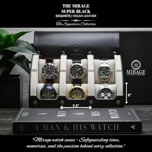 Watch Travel Case for Men Watch Roll for Travel Organizer and Display Watch Case (6-Slots / Black/White)