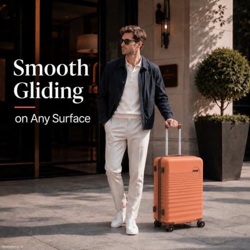 Carry On Luggage 22x14x9 Airline Approved Suitcase with Wheels (Tangerine / 3 Piece Sets (20/BP/TB))