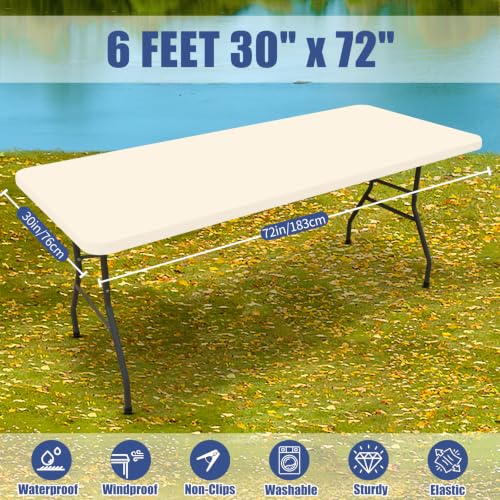 2 Pack Rectangle Spandex Fitted Table Cloth (Champagne / 72" x 30" (Rectangular))