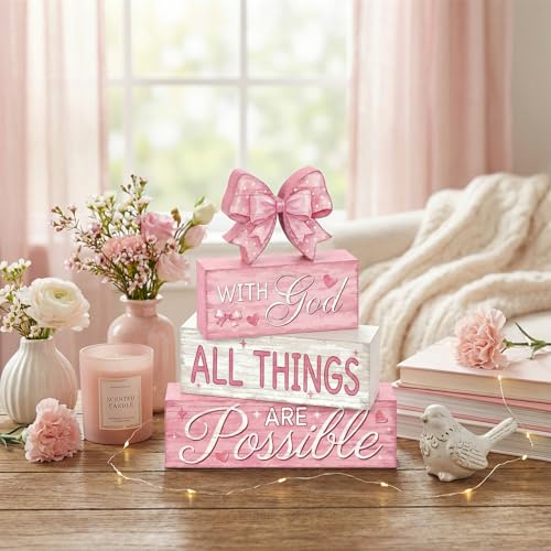 Tiered Tray Decor Set (Pink Bow)