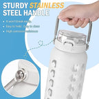 64oz Glass Water Bottle with Straw and Lid (White / 64 Ounces)