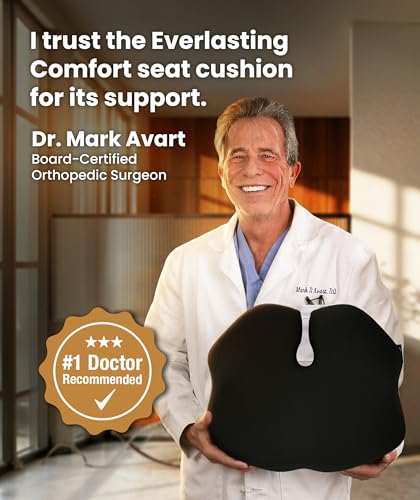 Doctor Recommended Memory Foam Seat Cushion for Office Chairs & Car (Charcoal Black / X-Large)