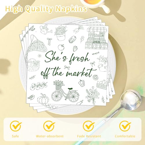 50Pcs She's Fresh off The Market Bridal Shower Napkins (Green)