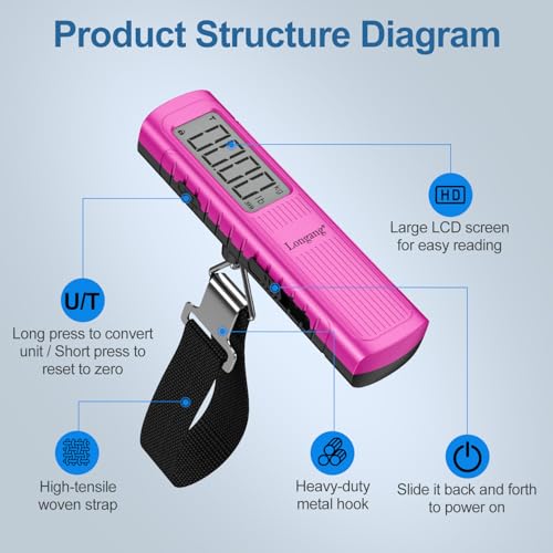Battery Free Digital Luggage Scale (Pink)