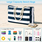 Beach Bags for Women Large Waterproof Beach Tote Bag Zipper Beach Bags Waterproof Sandproof Swim Pool Bag Large Tote (Dark Blue)