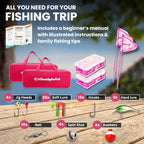Kids Fishing Pole for Boys (2 Pack- Pink + Pink (Essential Set) / 5ft)