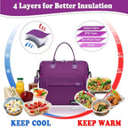 Purple Lunch Box for Women Insulated Lunch Bag Fits Bento Boxes (Large / A13: Violet)