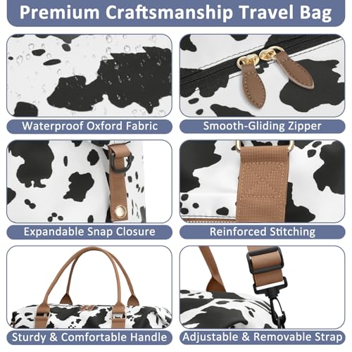 Women Travel Duffle Bags (Cow Print / Large)