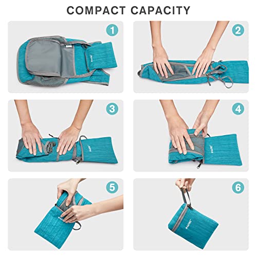 10 15L Small Rucksack Foldable Backpack Lightweight Packable Daypack Travel Outdoor Hiking Shoulder Bag (Teal Blue / 20L)