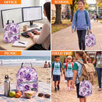 Insulated Lunch Box for Kids and Adults (Purple Flowers)