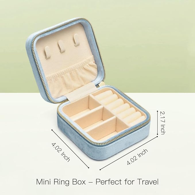 TAIMY Plush Velvet Travel Jewelry Box, Small Travel Jewelry Case, Portable Mini - Image 3