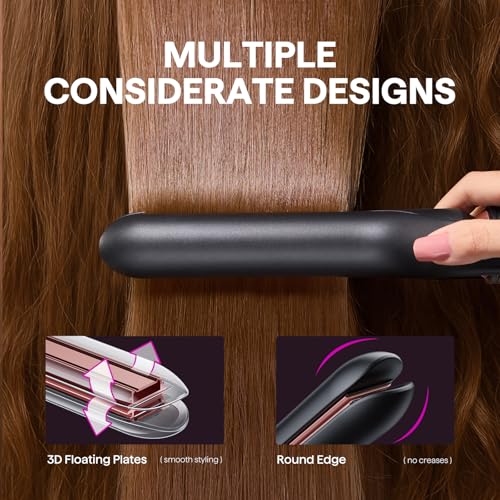 3 in 1 Curling Wand Set with Heated Round Brush (Classic Rose Gold)