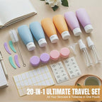 20 Pack Travel Bottles Set for Toiletries (multi-color A)