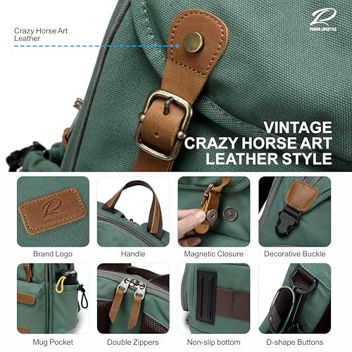 Green Camera Backpack (Green Canvas / Canvas Bag Flap)