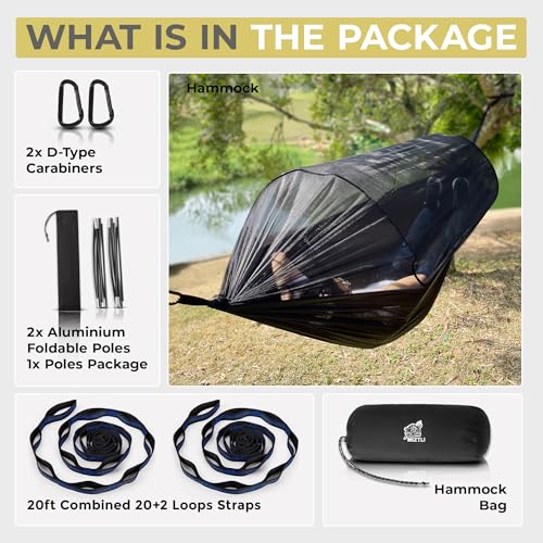 Camping Hammock Portable Tent (Black / 118” x 71”)