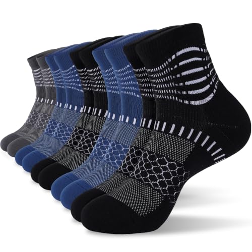 Ankle Compression Socks Women Men Plantar Fasciitis Relief 3 Pairs (Small / Black+d Grey+d Blue(5 Pairs))