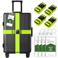 8 Pack Luggage Straps and Cruise Tags Set (Green & Wide)