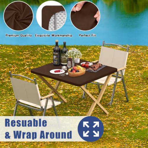 2 Pack Square Spandex Fitted Table Cloth (Coffee / 34" x 34" (Square))