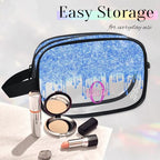 Personalized Travel Transparent Cosmetic Bag Waterproof Makeup Bags (Water Blue)