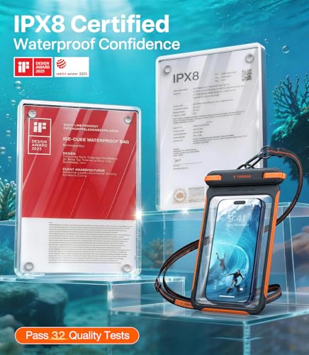 IPX8 Waterproof Phone Pouch Floating (7.0 inch / 2 Pack-Black & White)