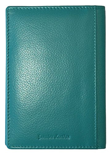 Personalized Monogrammed Teal Leather RFID Passport Wallet (Teal / Minimalist)
