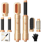 6 in ONE Blow Dryer Brush, Curling Wand Hair Styling Tools Set, Ionic Hot Air Hair Dryer, Massage Oval Hair Dryer, Left&Right Hair Curlers 100-120V