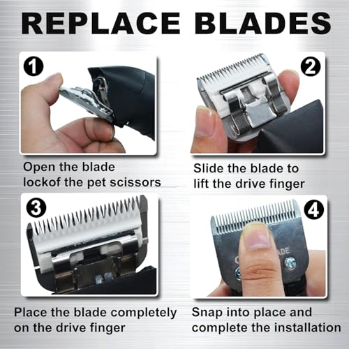 3FC/4FC/5FC/7FC Silver Detachable Clipper Ceramic Blades, Dog Grooming Clipper Replacement Blades Compatible with KM Series Clippers, Most A5, Size-3FC/4FC/5FC/7FC, Cut Length 3.2mm to 13mm, 4 Packs