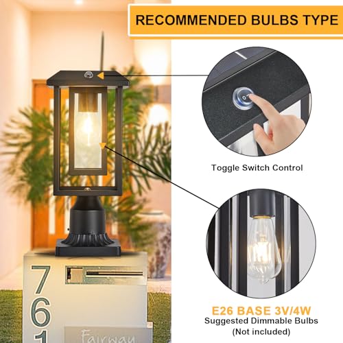 Solar Lamp Post Lights for Outdoor with Pier Mount Base (Large)