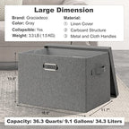 Large 17" 36 Quart Collapsible Stackable Storage Bins with Lids (Gray1 / Large -3 Pack)