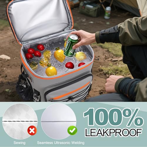 Large 52 Can Insulated Waterproof Leakproof Cooler Backpack (Grey)