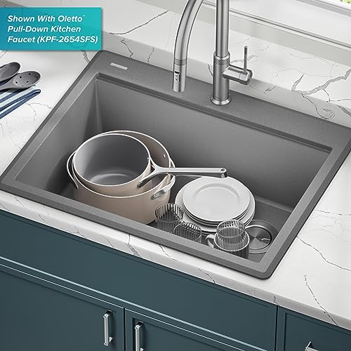 Bellucci 28 inch Granite Workstation Drop In Top Mount Single Bowl Kitchen Sink in White with Accessories (28 Inch / White)