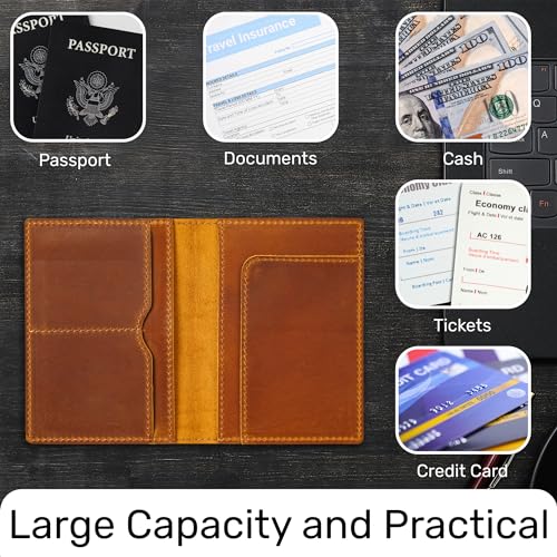 Leather Passport Holder (Brown / Solid)