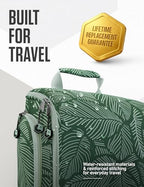 Hanging Travel Toiletry Bag (Green Leaves)